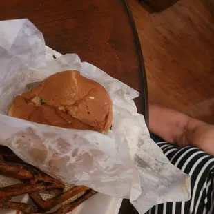 Cheeseburger, we split the fries