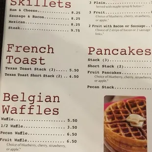 waffles, menu