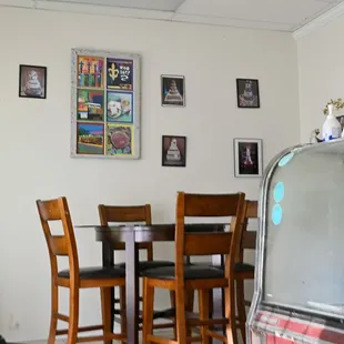a woman sitting at a table