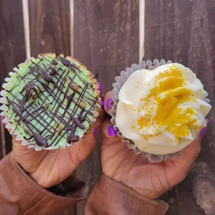 Shamrock baby cheesecake and green velvet cupcake