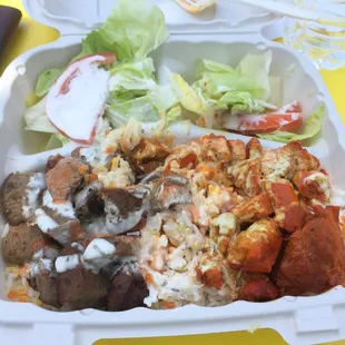 Lamb and chicken Combo over rice $10