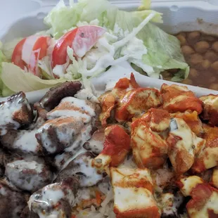 a meal in a styrofoam container