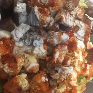 Chicken and gyro combo salad