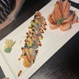 Pink Lady Rolls and California Rolls