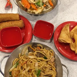 a variety of asian food