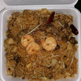 Combination fried rice with extra beef. Yummy!!