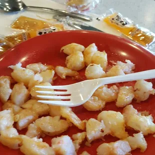 After I cut up the shrimp