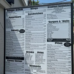 Menu as of July 2024