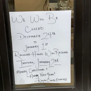 a sign in the window