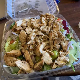Greek Salad with SO MUCH grilled chicken