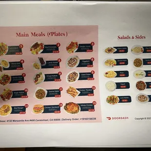 Paper Menu to take home if you'd like.