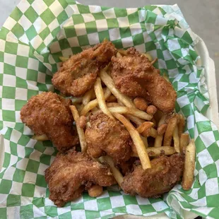 Chicken wings and fries