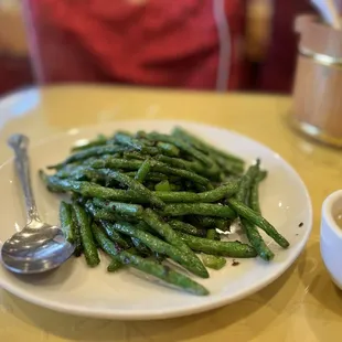 String beans. So fresh and salty yum