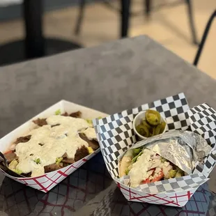 Loaded Salad Bowl w/ Gyro and Gyro Pita Sandwich