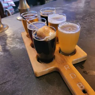 A flight of beer