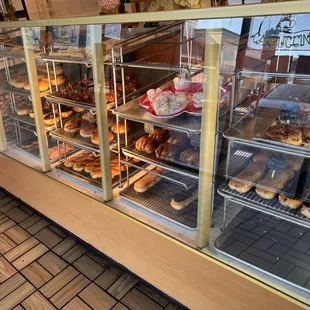 a display case full of donuts