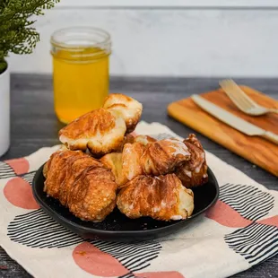 a plate of donuts on a table