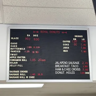 Current Summer 2022 menu