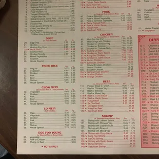 the menu