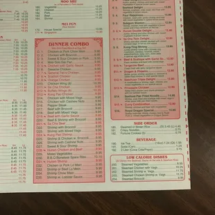 the menu