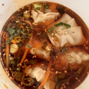 Wontons in chili oil. great flavors