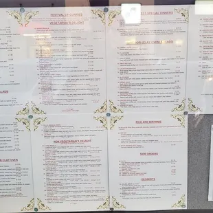 The menu posted outside the restaurant