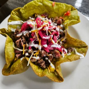 Taco Salad Bowl with blackened steak