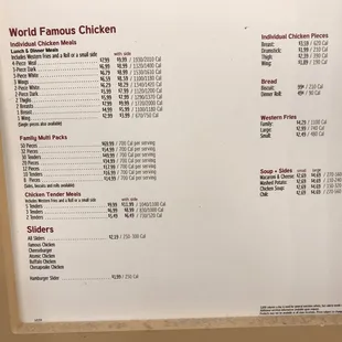 Menu with sides