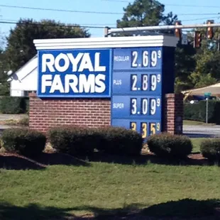 the price sign for the store