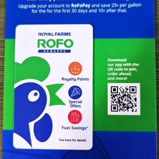 This is the front page of their RoFo Rewards Card sheet.  Photo taken September 1, 2023.