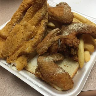 Catfish, wings and fries combo