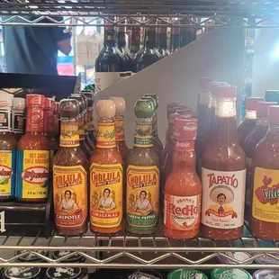 Variety of hot sauces...