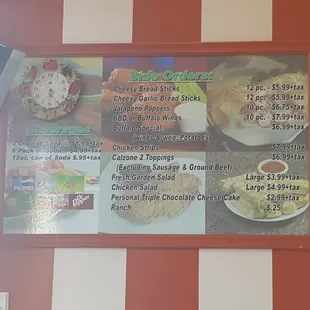 Some of the menu items at Royal Pizza. Not just pizza!