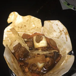 Plastic in the food, wrong order at that.