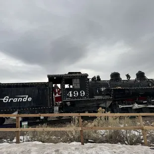 Train in the visitor parking lot -hi Santa