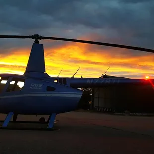Helicopter in Colorado sunset