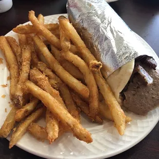 Gyro sandwich with those delicious seasoned fries.