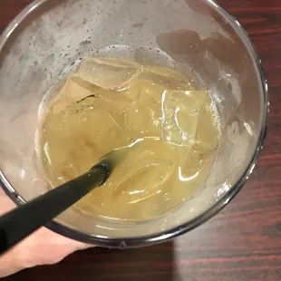 Washing it all down with a refreshing Lebanese tea.