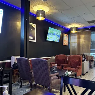 the seating area of the restaurant