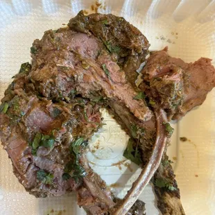 Raw goat chops