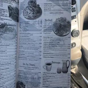 the menu of the restaurant