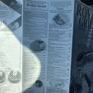 a menu in a car