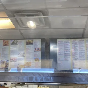 Menu on wall