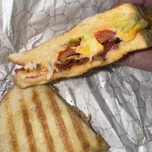 Grilled Cheese Trio w/ bacon, tomato, and pepperoncinis added