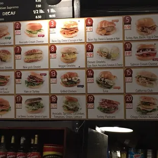 Their sandwich menu.
