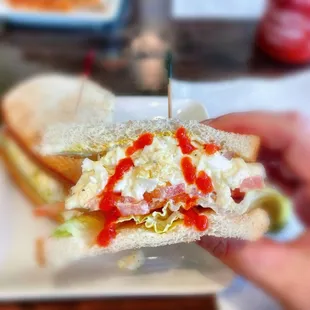 Egg salad sandwich; I added some sriracha. Yumm.