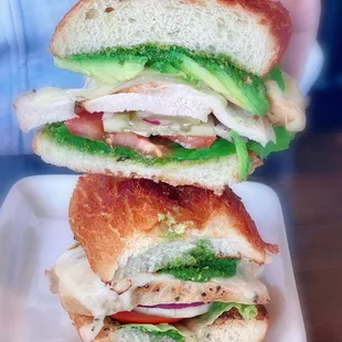 Pesto Chicken on Dutch Crunch