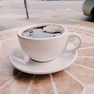 Brewed coffee out front