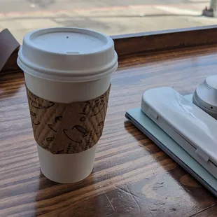 a cup of coffee on a table