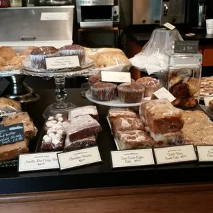 Lots of baked goods, including gluten and dairy free selections